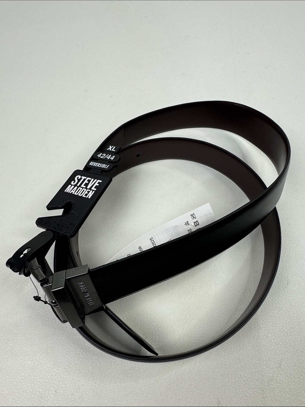 Steve Madden Reversible Leather Belt in Black Brown Silver Buckle XL 42/44 NEW